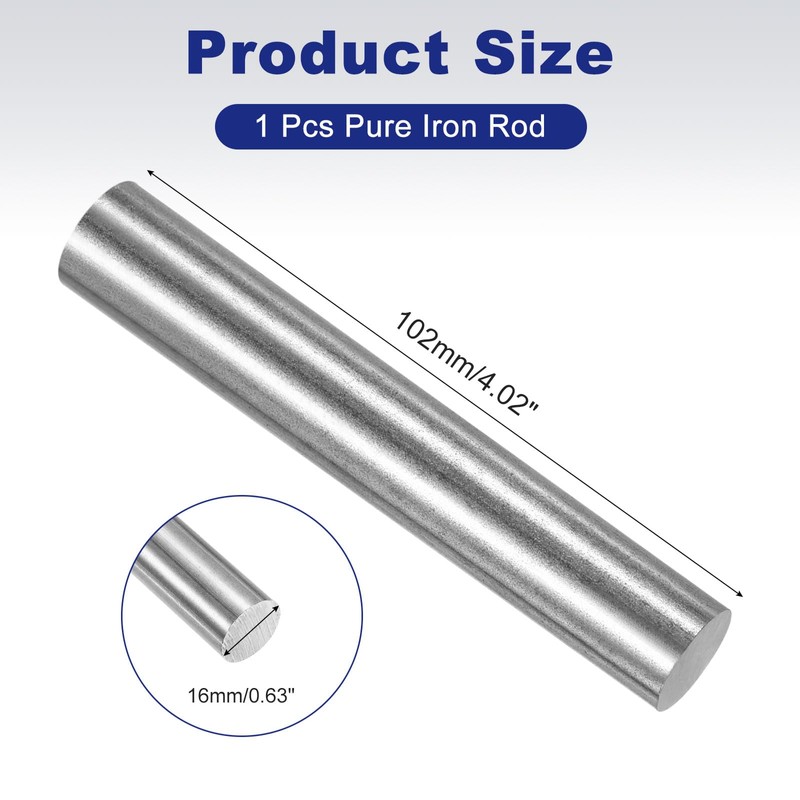 PATIKIL Pure Iron Rod Diameter 0.63 inch (16 mm) Length