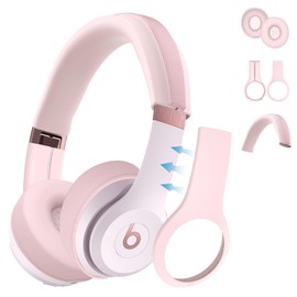 3 in 1 Beats Silicone Case for Solo 4 Headphones, Protective Covers for Shell/Ear Pad/Headband - Pink