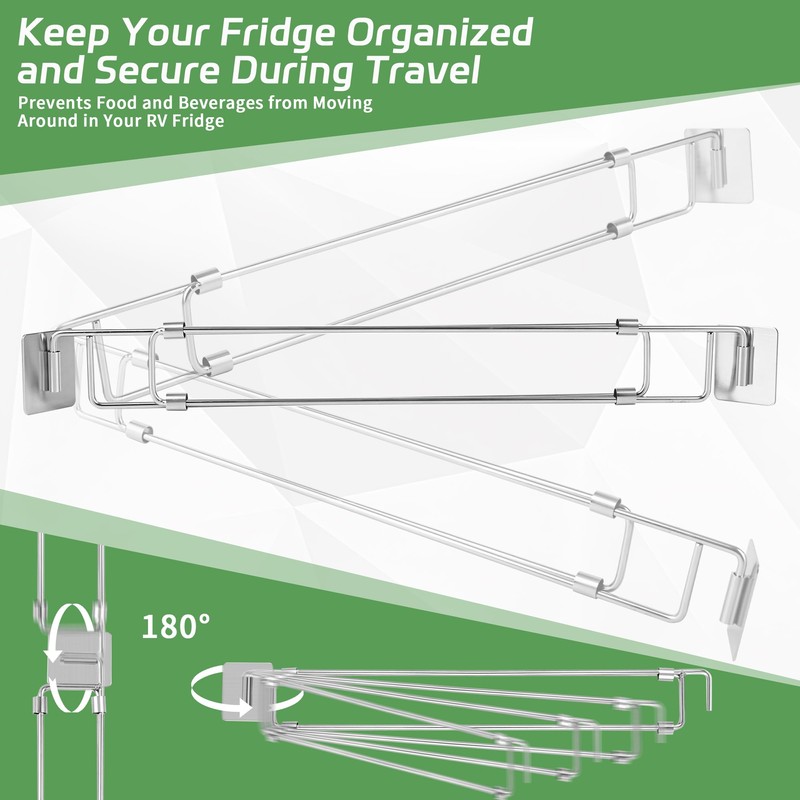 FMTYAOIU 2 Pcs RV Refrigerator Bars, Adjustable Stainless Steel RV