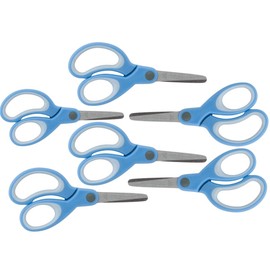 1InTheOffice Kid Scissors, Safety Scissors, Blunt Tip Scissors, 5 Inch, Blue, 6 Pack