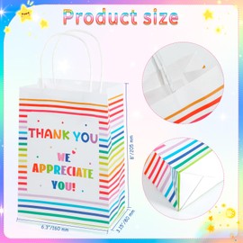 HOWAF 12pcs Thank You for All You Do Gift Bags White Kraft Paper Treat Bags Employee Appreciation Gift Bags for Staff Teachers Doctors Appreciation Party, We Appreciate You Kraft Paper