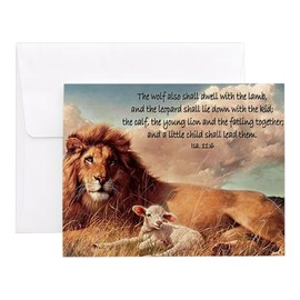 CafePress Greeting Card Lion And Lamb Notecards (Set Of 20) 4.25" x 5.5" Notecards 10 Pack