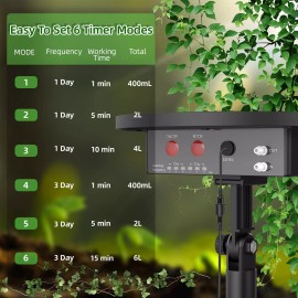 CIRYASR Solar Drip Irrigation System with 2200mAh Battery and 6 Timer Modes for Plants