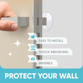 Strongest Home Wall & Door Handle Stopper 2" Set. 6 of Pieces Clear Rubber Door Knob, Round Wall Shield Cushion, Quiet Wall Protector for Door Handle, Guard Door Bumper Silencer Self - Adhesive