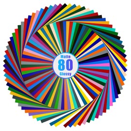 Lya Vinyl 80 Self Adhesive Vinyl, 40 Matte & 40 Glossy Color Permanent Vinyl Sheets for Cricut and Silhouette, Party Decoration, Sticker, Craft Cutter, Car Decal