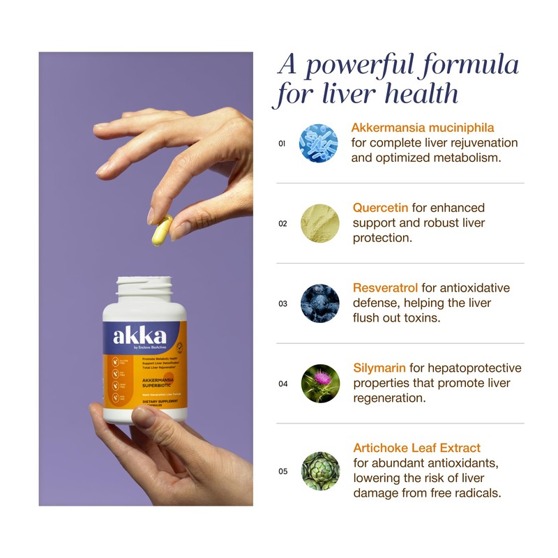 AKKA Akkermansia Probiotic, Liver Health, Digestion & Metabolism, 60 Caps