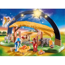 Playmobil Christmas 9494 Illuminating Nativity Manger with Fold-Out Feet, for Children Ages 4 +