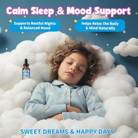 Kids Magnesium Glycinate Liquid Drops with Omega-3, Ashwagandha, Vitamin B6, D3, K2, Calcium & Chamomile - Magnesium Drops for Kids Sleep, Calm, Focus