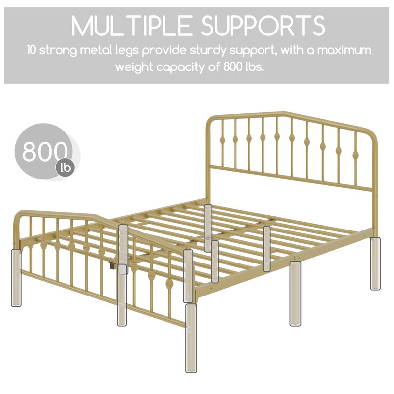 Yaheetech Queen Bed Frames Metal Platform Bed with Victorian Style