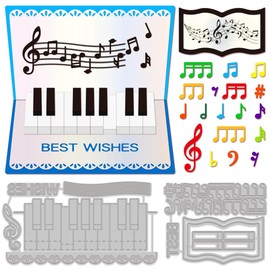 MAYJOYDIY 3D Pop Up Piano Music Note Cutting Dies Metal Embossing Stencils Musical Instrument Carbon Steel Cutting Dies for Scrapbooking Craft Paper Card Making