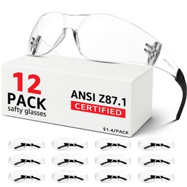 Hoqiwild Clear Safety Glasses Bulk of 12 Pack with ANSI Z87.1 Scratch Resistant Eyewear for Women Man Polycarbonate Lab Safety Goggles Eye Protection