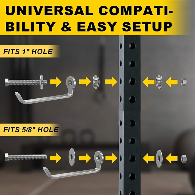 Lights Mountain Squat Rack Hooks for 5/8" & 1" Holes,