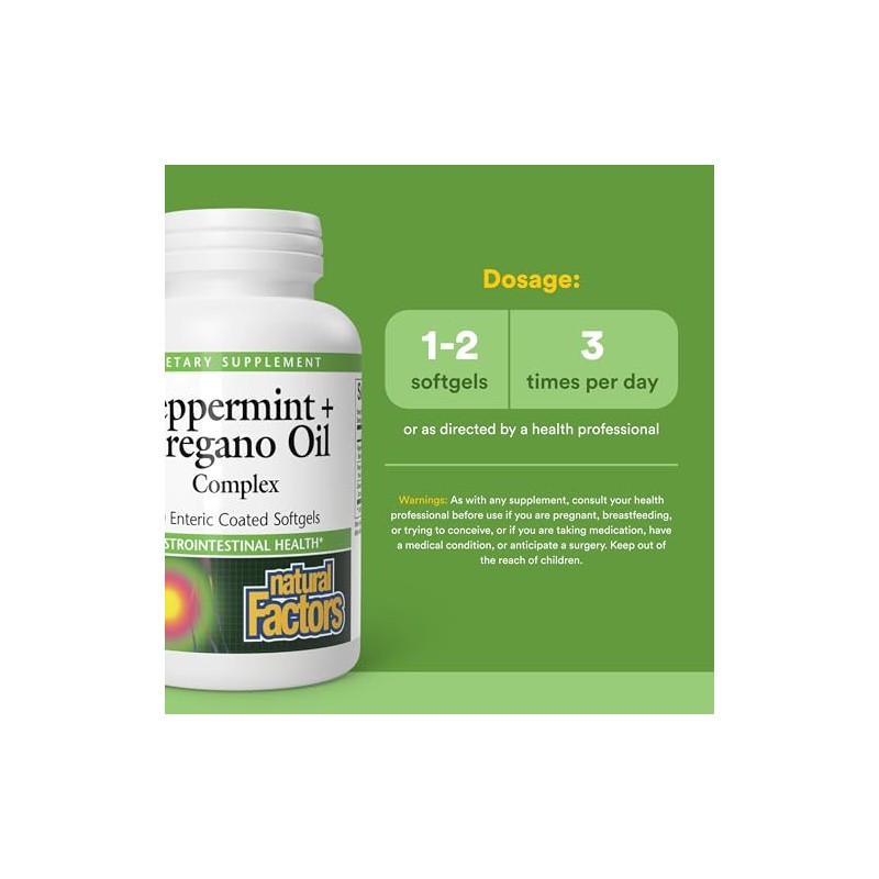 Natural Factors - Peppermint Oregano Oil Complex, Support for Gastrointestinal