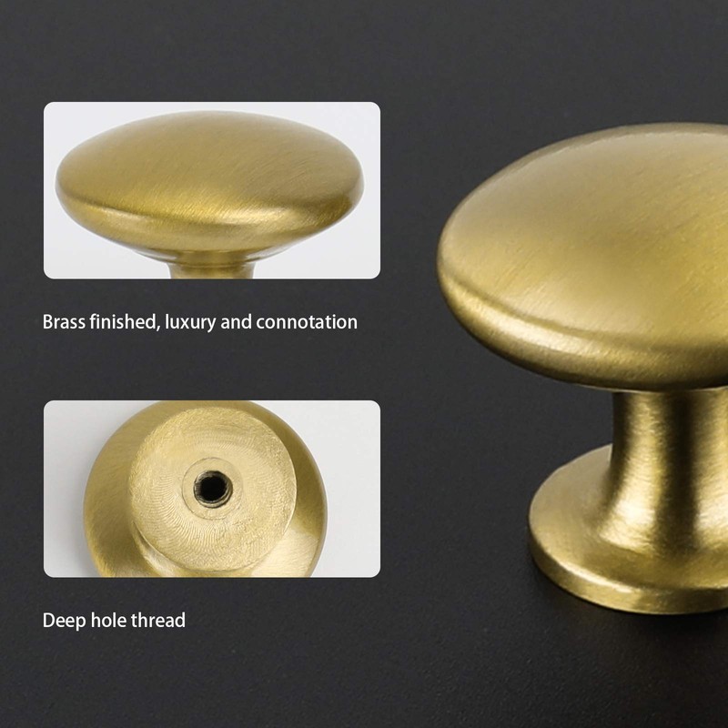 LONTAN Pack of 10 Furniture Knobs, Gold Kitchen Knobs, Gold