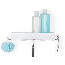 Better Living Products CLEVER Shower Shelf, White/Chrome