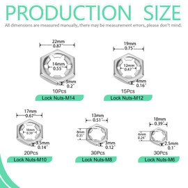 Keadic 105Pcs Push On Lock Nuts Assortment Kit, Internal Tooth Star Lock Washers M6 M8 M10 M12 M14 On Washers Quick Speed Locking Washes External Push Rings for Industry(Silver)