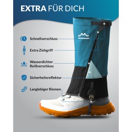 Alpenwert Waterproof Gaiters [German Start-Up] Protected for Hiking, Hunting, Snow, Winter, Rain Gaiters Rain Gaiters for Men and Women (M, Blue)