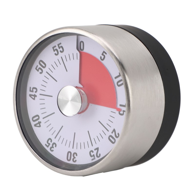 Mechanical Countdown Timer 60 Minute Magnetic Stainless Steel Visual Kitchen
