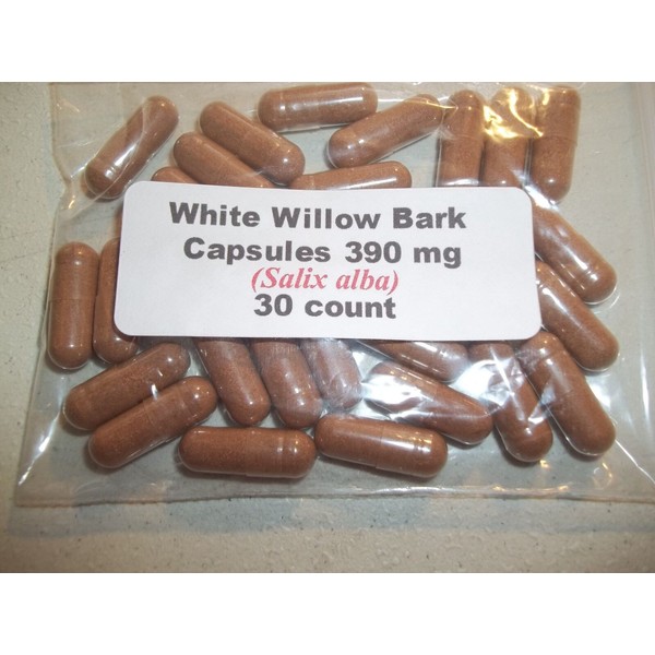 White Willow Bark Powder Capsules (Salix alba) 390 mg.  30 count