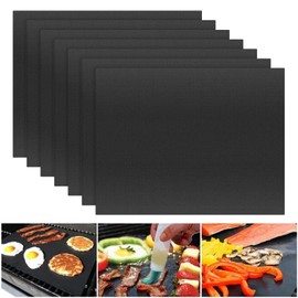 BBQ Grill Mat, Set of 7, 33 x 40 cm, Non-Stick Grill Mats, Reusable, High-Quality Grill Mat for Gas Grill, Heat Resistant Can Be Cut to Size, Permanent Baking Foil for Gas Grill, Gas, Charcoal, Oven