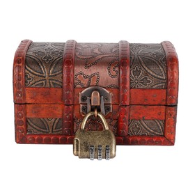 Wooden Vintage European Style Jewelry Organizer Storage Box with Coded Lock (#1 Middle)