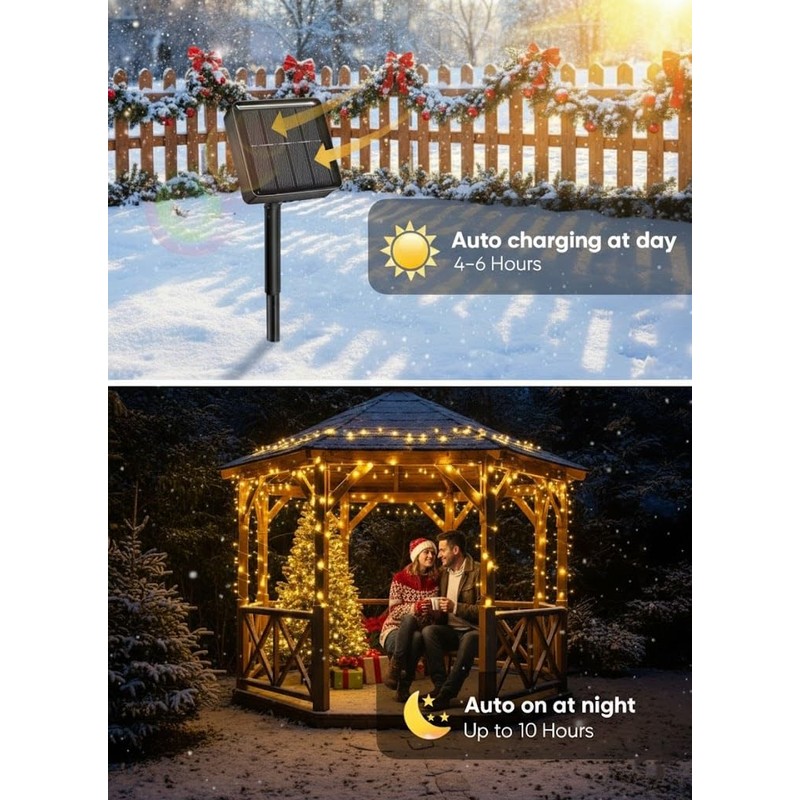 CVchancin Solar Rope Lights Outdoor Waterproof, 39FT 100 LED Tube