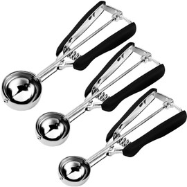 HOMURE H Cookie Scoop Set, Include 1 Tbsp/2 Tbsp/3 Tbsp, Cookie Scoops for Baking Set of 3, 18/8 Stainless Steel, Good Grip, Non-Slip, For Cookies Cupcake Muffin Ice Cream waffle