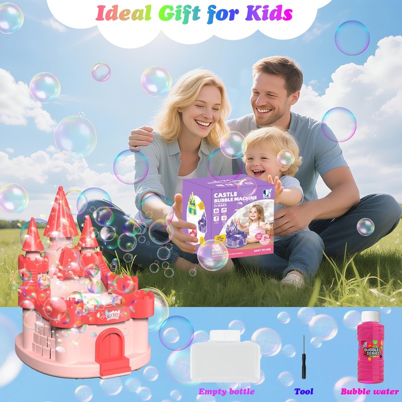 Babuloo Castle Bubble Machine, Automatic Bubble Maker Toys for Kids