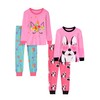 Vopawetty Girls 4-Piece Pajamas Cotton Christmas Pjs Set Kids Sleepwear