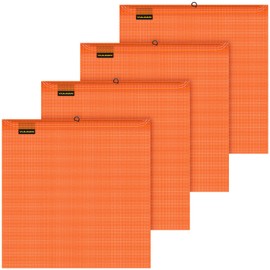 VULCAN Safety Flag with Wire Loop - Bright Orange - Vinyl Coated Polyester Construction - 18 Inch x 18 Inch - 4 Pack