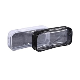 2 PCS Clear Makeup Bag, Clear Zipper Pouches, Clear Toiletry Bag, Clear PVC Zipper Pencil Bag Travel Makeup Organizer Cosmetic Bags for Women (Black White, 20.5 * 8.5 * 3.5)
