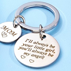 Family Keychain Gift for Father Mother Son Daughter Grandfather Grandmother Uncle Aunt Friends, Inspiration, Mother’s Day (Mom I'll always be your little girl)