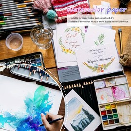 80 Sheets Watercolour Paper, A6 Watercolour Pad 300 g/m², Watercolour Paper Cards, Watercolour Paper for Children, Students, Teachers, Artists, White Watercolour Paper, Drawing Paper for Watercolour