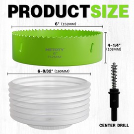 Bi-Metal 6 Inch Hole Saw for Recessed Lights, 6" Hole Cutter with Dust Bowl Catcher – Cuts Wood, Thin Metal, Ideal for LED Lighting Installation