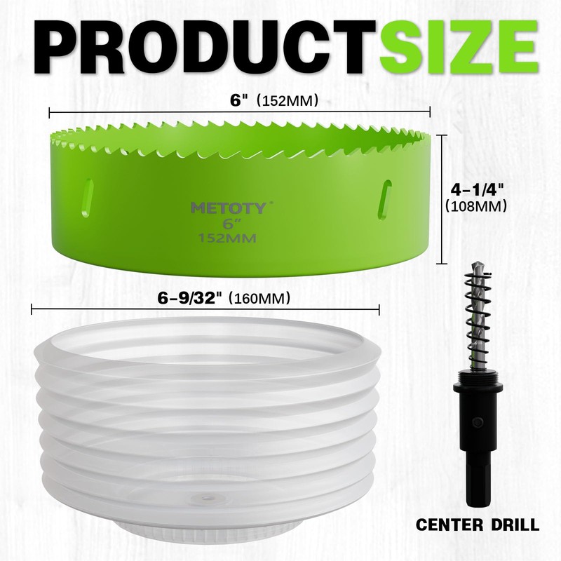Bi-Metal 6 Inch Hole Saw for Recessed Lights, 6" Hole