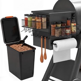 Maxdot Magnetic Grill Organizer Kit with 22 lb Pellet Storage Container