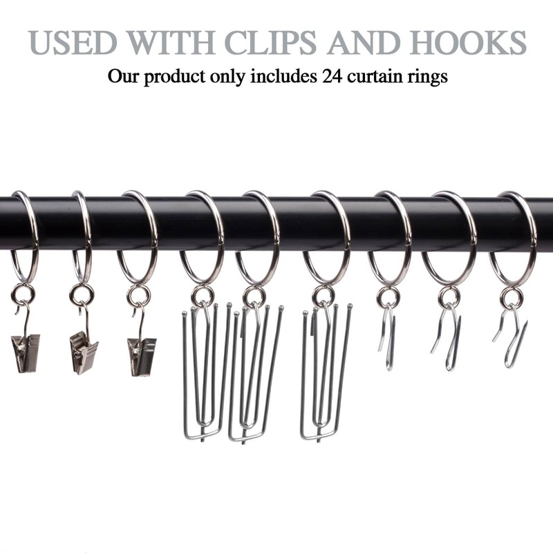 Openable Curtain Rings with Eyelet,24PCS Curtain Rings,Drapes Rings 3 in