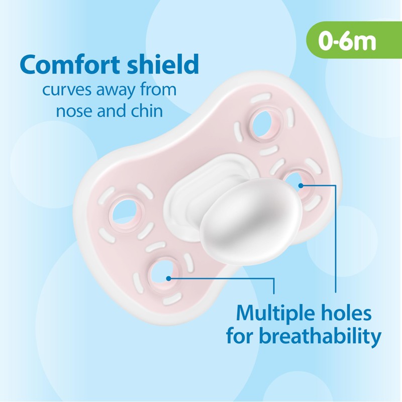 Dr. Brown's Advantage One-Piece Silicone Baby Pacifier, Fully Symmetrical Soother,