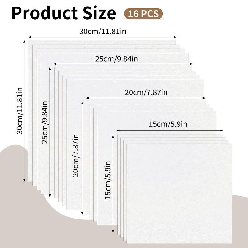 16 PCS Embroidery Cloth Pre-Cut Hand Embroidery Fabric 4 Sizes