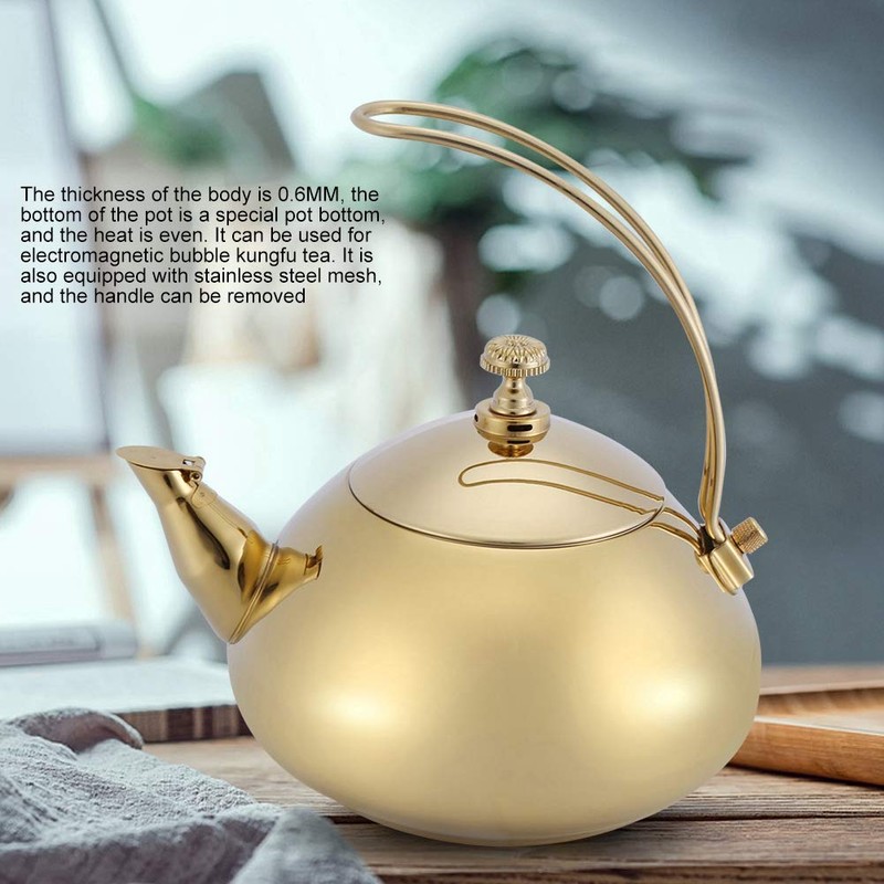 Stainless Steel Tea Kettle, 1.5L Induction Ready with Long Handle,
