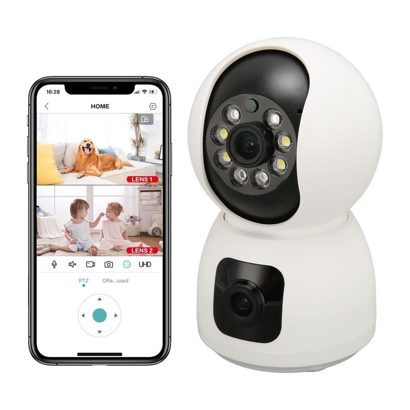 Security Camera 2K 4MP Dual Lens 2.4G Mobile App 360°