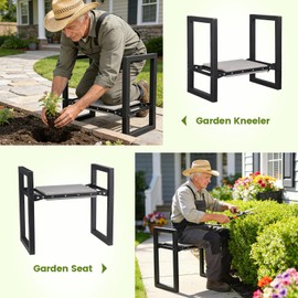 ETICSIPA Garden Kneeler and Seat Heavy Duty 500lbs, Anti-Tip Gardening Stools with 10.5” Widen Kneeling Pad for Seniors Gardeners, 2 in 1 Garden Bench for Kneeling and Sitting