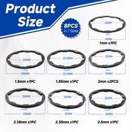 UIHRLM 8PCS Bicycle Flywheel Hub Washer Spacer, Aluminum Alloy Bike Cassette Spacers with 7 Sizes, 1.0/1.5/1.85/2.0/2.18/2.35/2.5mm Bicycle Bottom Bracket Spacer Washer Gasket for Road, Mountain Bikes