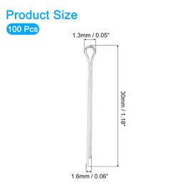 sourcing map 100Pcs 1.6mmx25mm 304 Stainless Steel Cotter Pin, Split Pin Fastener Clips Split Cotter for Household Appliances, Sports Equipment, Car Mechanics Repair (Silver)