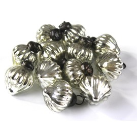 Mini Mercury Glass Ornaments - Sets of 12 Ornaments - Size 1.5 inches (Silver Onion Shape)
