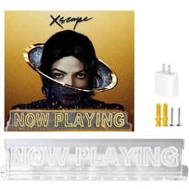 WHITEMOON Now Playing Vinyl Record Stand, Wall Mount Vinyl Record Display Rack with LED Light (Warm White Color)