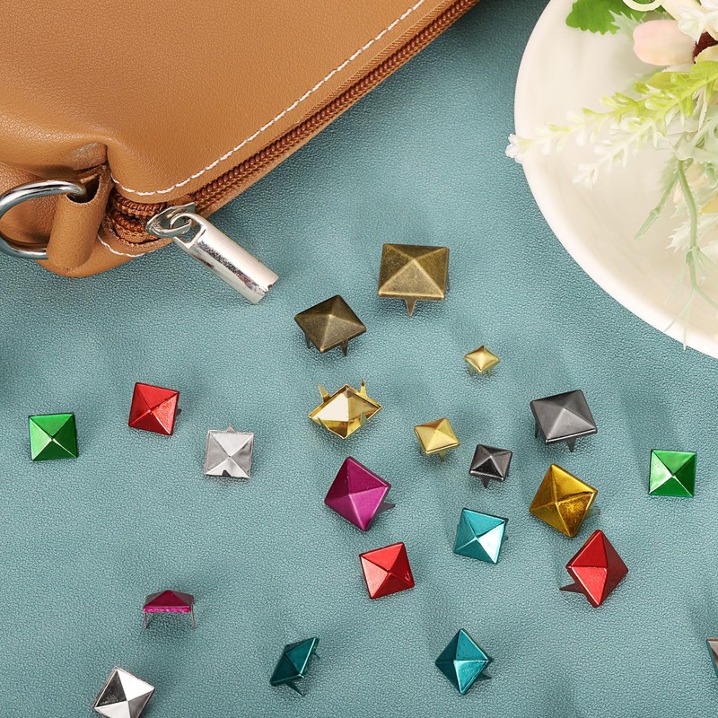 sourcing map 50Pcs Square Pyramid Rivets, 12mm Two-Jaw Studs Spikes,