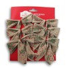 Miniature Jute Tie-On Christmas Bows with Red Glitter - 6