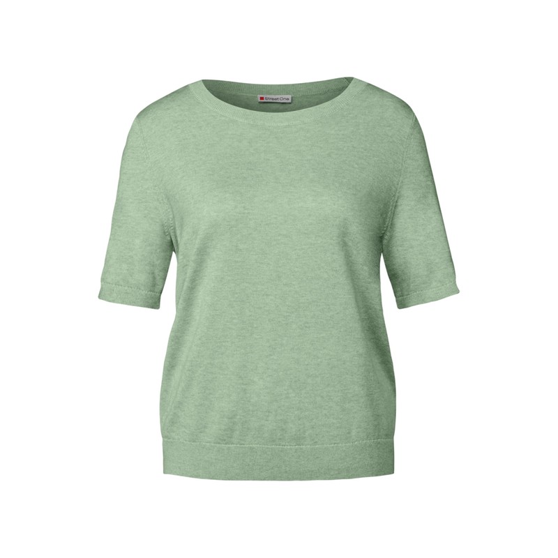 Street One Women's Short Sleeve Jumper, Milky Green Mel., 42