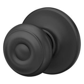 Schlage F10 GEO 622 COH Georgian Door Knob with Cohen Trim, Hall & Closet Passage Lock, Matte Black